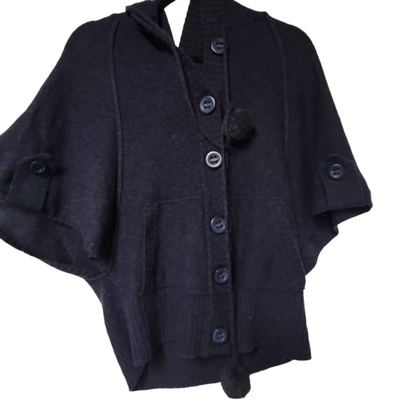 Kenji Handknitted Cardigan Y2K Hooded Large Pom Pom - Picture 3 of 5